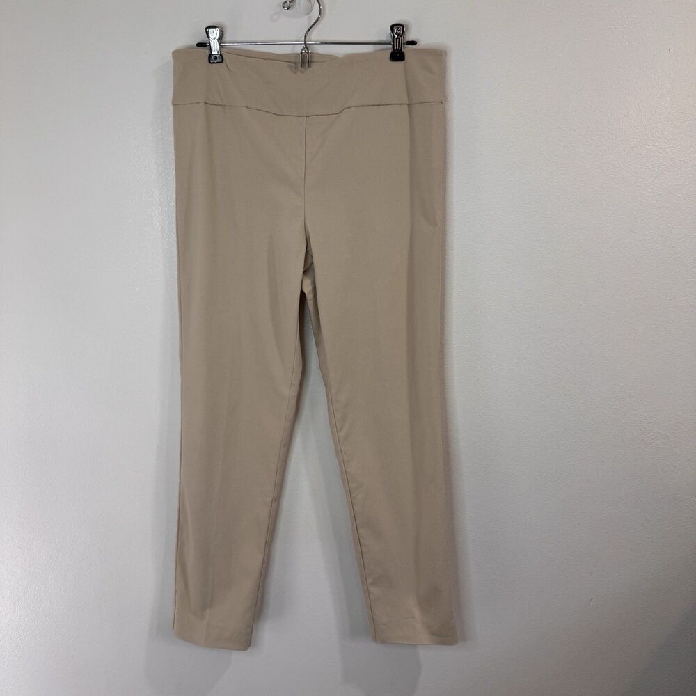 Elliot Lauren Pants 12 Tan Beige Pull On Stretch Elastic Waist Slimming Chic